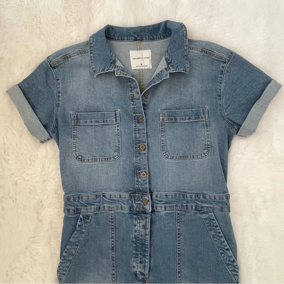 Celebrity Pink Denim Utility Painters Overalls Jumpsuit - Picture 16 of 16